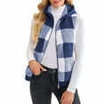 thumbnail image 4 of Womens Fleece Vest Plaid Casual Sleeveless Hoode Jacket Outerwear Vests Coat with Pockets Womens Fall Fashion 2025 (M, Blue), 4 of 7
