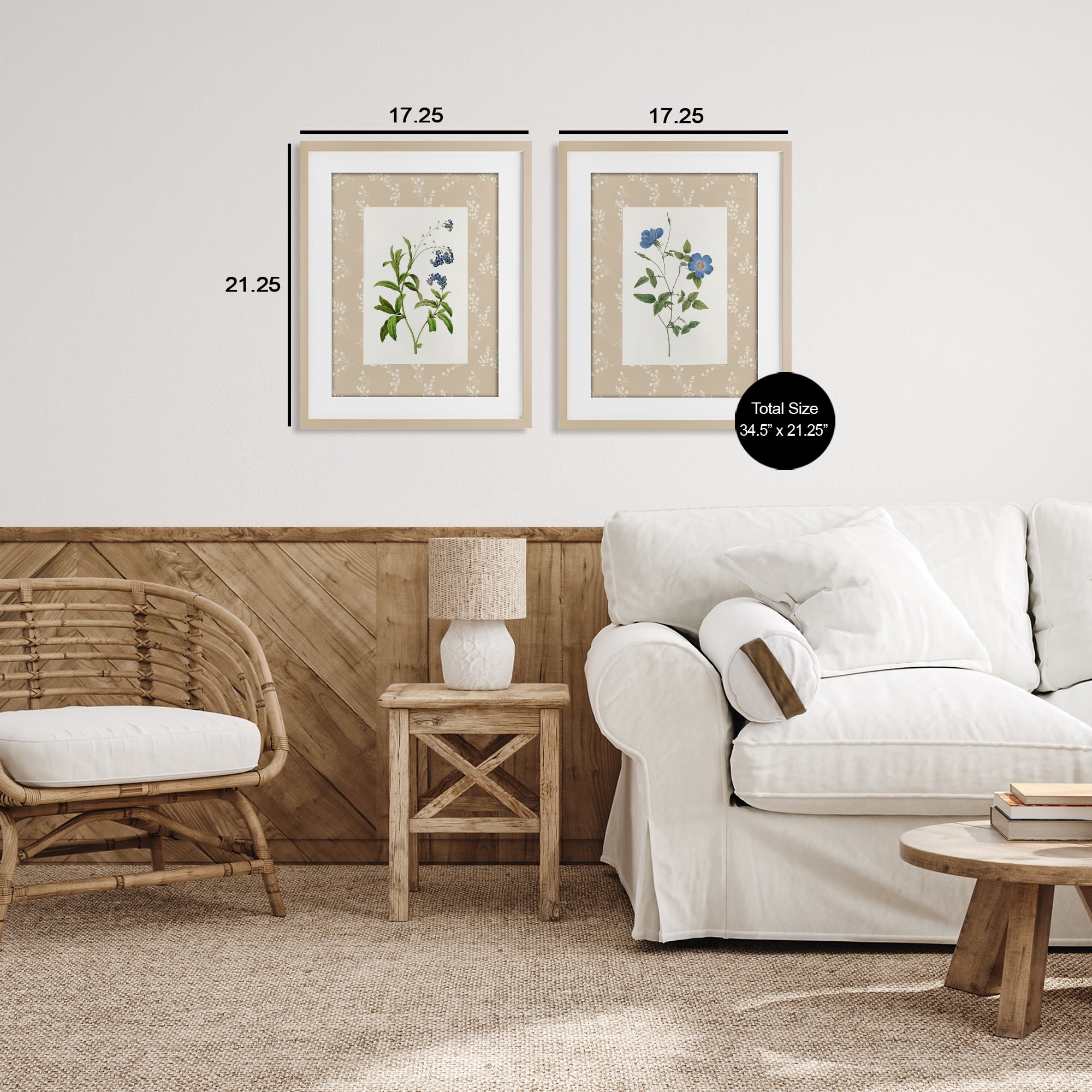 Stupell Industries Herbs on Beige Botanicals 2 Piece Birch Framed Print Under Glass Set, design by Val Rhodes