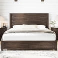 thumbnail image 4 of Papajet King Size Bed Frame with Headboard, Farmhouse Platform and Natural Wood Grain, Gray, 4 of 8