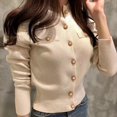 thumbnail image 6 of Fashion Knitted Cardigan Sweater Women Autumn Long Sleeve Short Coat Casual Korean Single Breasted Slim Top Pull Femme 17375, 6 of 6