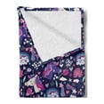thumbnail image 2 of Cartoon Soft Flannel Fleece Throw Blanket, Unicorns Shooting Stars Clouds Imagination Hearts Love Funny, Cozy Plush for Indoor and Outdoor Use, 50" x 70", Pink Blue Violet Indigo, by Ambesonne, 2 of 5