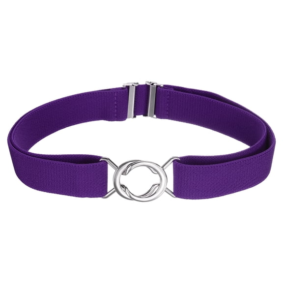 Uxcell Women Stretchy Waist Belt, No Show Elastic Stretch Belts with Flat Buckle for Dresses Jeans Casual Pants, Dark Purple