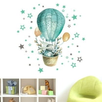 Bunny Rose Hot Air Balloon Wall Stickers, Cute Rabbit Wall Decals Removable Vinyl Peel and Stick for Kids Baby Girls Nursery Living Room Bedroom Preschool Art Decorations