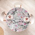 thumbnail image 4 of Ambesonne Love Fitted Round Tablecloth, Peonies Hearts Romantic Art, 40"- 44" Diameter, Soft Pink and Pastel Green, 4 of 5
