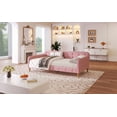 thumbnail image 5 of Twin Size Rubine Linen Upholstered Daybed w/ 4 Legs - Modern Design for Living Room/Bedroom, Solid Wood Frame, No Box Spring Needed, 79"x42", 5 of 16