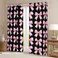 thumbnail image 2 of Feelyou Black Pink Bow Black Out Curtains, Fashion Ribbon Curtains Pack of 2 (42x63 Each), 2 of 6
