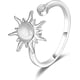 thumbnail image 1 of Anillo giratorio de plata de ley 925, anillos de ansiedad, anillo ajustable abierto, anillo de luna y estrella, anillo de sol de piedra lunar para mujer, 1 of 4