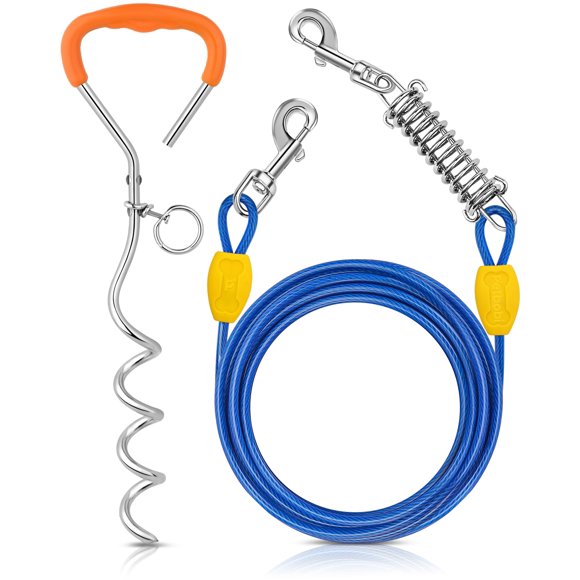 Cable de amarre para perros Petbobi de 3 m con estaca de 41 cm, resistente