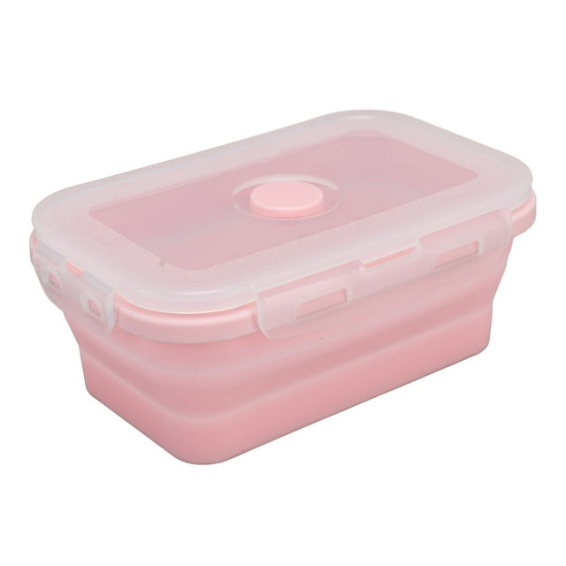 Collapsible Food Storage Container, Lightweight Silicone Lunch Box Food Grade For Offices 500ml Pink