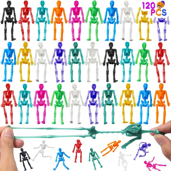 Juguetes elásticos con forma de esqueleto JOICEE, 120 unidades, para Halloween, para niños