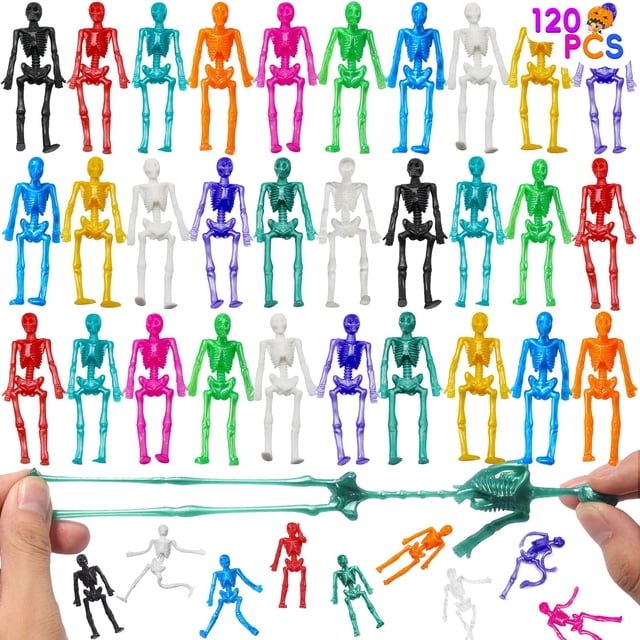 Juguetes elásticos con forma de esqueleto JOICEE, 120 unidades, para Halloween, para niños