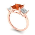 thumbnail image 2 of 2.5 ct Princess Cut Simulated Red Diamond Three-Stone Engagement Ring for Women in 18K Rose Gold, 2 of 5