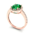 thumbnail image 2 of Solitaire with Accents Engagement Ring for Women - 2.27ct Simulated Emerald in 18K Rose Gold Promise Ring, 2 of 6
