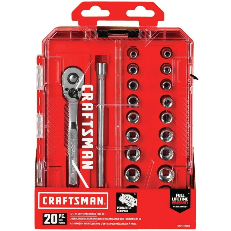 Craftsman 20 pc 1/4 in. Drive Metric and SAE Socket and Ratchet Set Craftsman 20 pc 1/4 in. Drive Metric and SAE Socket and Ratchet Set