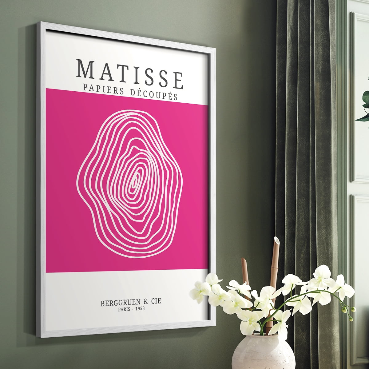 Matisse CDXXIII in White Solid Wood Framed Print No Nail Hanging