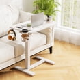 thumbnail image 2 of Patiojoy Bureau Debout Mobile à Hauteur Réglable Pneumatique, Bureau Roulant avec Porte-Gobelet et Crochet pour Écouteurs, Table au-Dessus du Lit avec Roues Dissimulées, Blanc, 2 of 10