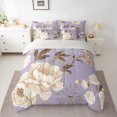 thumbnail image 3 of Manfei Country Flower Floral 7-Piece Bedding Comforter Set,Rustic Farmhouse Cabin King Bedding Sets,Beige Purple Brown Bed Sheets For Girls,Luxury Bedroom Decor Reversible, 3 of 9