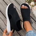 thumbnail image 3 of Rokment Womens Knit Mesh Athletic Orthopedic Slingback Sandals Open Toe Slip on Casual Wedge Shoes Breathable Comfortable Walking Sneakers Summer Black Size 9, 3 of 7