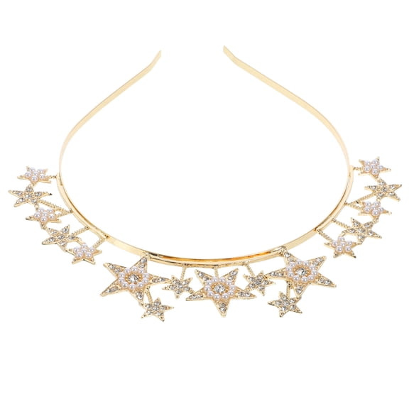 CIMAXIC Sparkling Star Headband in Golden Alloy for Wedding and Pageant Accessories