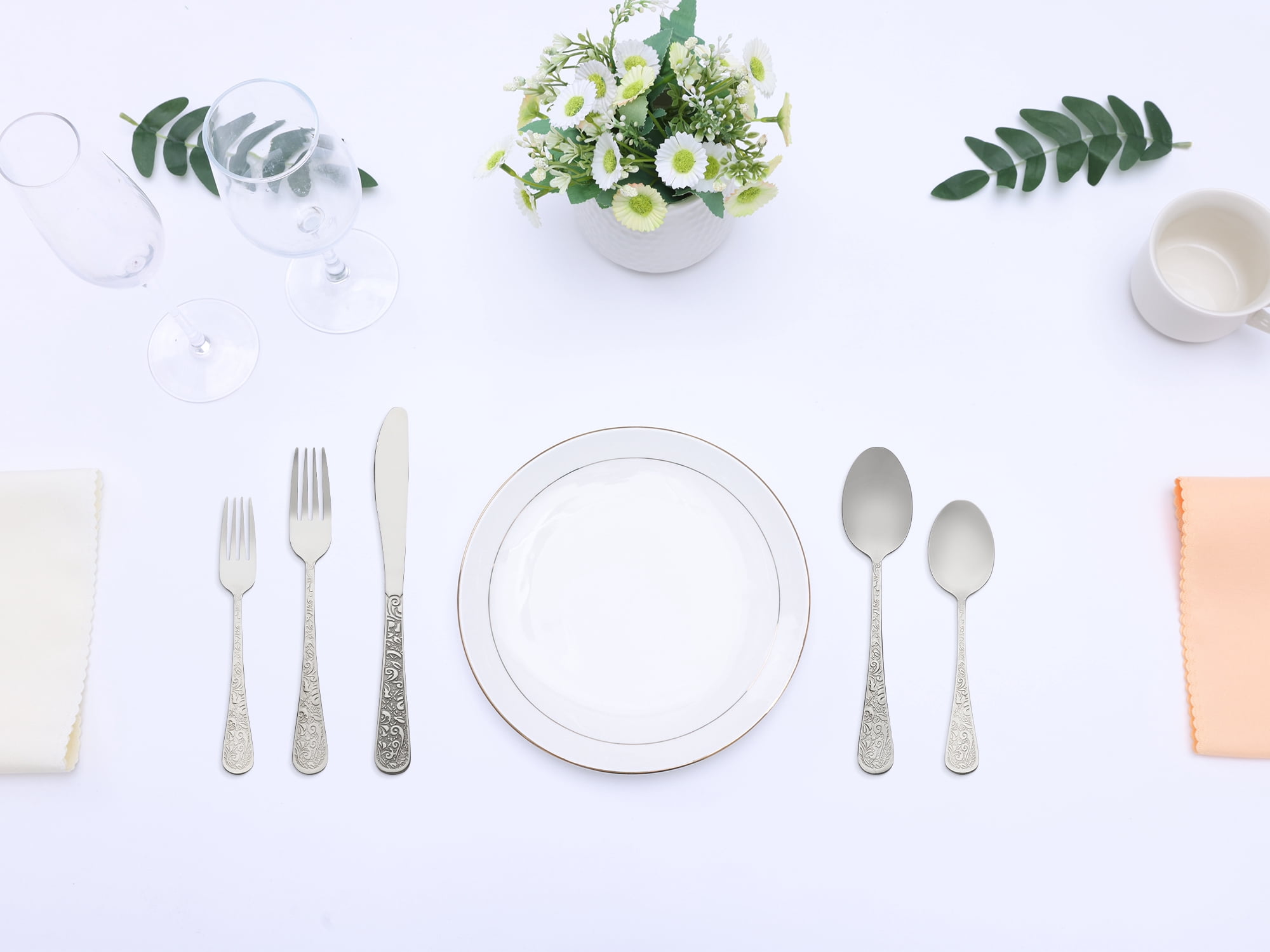 Unique Bargains 30 Pieces Stainless Steel Mirror Polished Cutlery Set for 6 Silver
