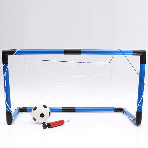Folding Mini Football Soccer Goals Post Net Set with Pumps Kids Sport Toy  EW 