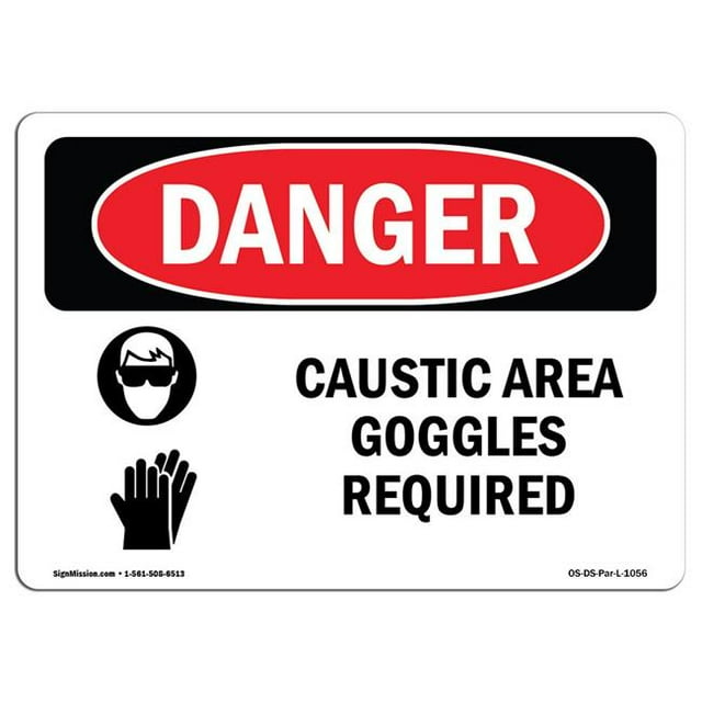 SignMission OS-DS-A-1218-L-1056 Panneau de Danger OSHA 12 x 18 Po - Lunettes de Zone Décontractée Requises