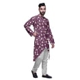 thumbnail image 2 of Atasi Button Down Asymmetrical Kurta For Men Printed Mandarin Long Sleeve Shirt, 2 of 5