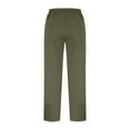 thumbnail image 5 of yunLXC Clothing Plus Size Pants for Women Ladies' Casual Solid Color Cotton Sweatpants With Pockets Crossed Cuffs Loose Straight Leg Pants lightweight summer pants for women breathable Green L, 5 of 9