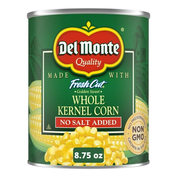 Del Monte No Salt Added Golden Sweet Whole Kernel Corn, Canned Vegetables, 8.75 oz. Can