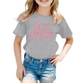 thumbnail image 1 of LUOGENLI T-Shirt pour Filles Mode Décontractée pour Enfants Imprimé Col Rond Manches Courtes T-Shirt Maxi pour Filles avec Fente Gris 6-7 Ans, 1 of 4
