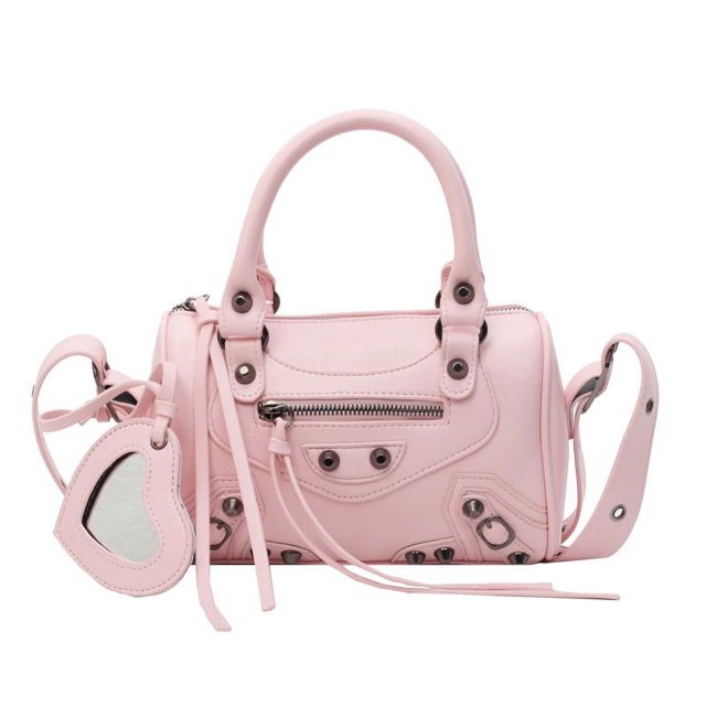 Bolso de motocicleta moderno para mujer, nuevo estilo 2025, moderno bolso de mano de color sólido con remaches, versátil bolso de mensajero de hombro.