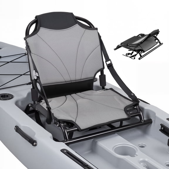 VEVOR Kayak Seat, 1 Pack 1.3" Raised Height, Universal Foldable Canoe Seat with Adjustable Back Support, Adjustable Straps, and Aluminum Alloy Frame for Sit-on-Top/Fishing/Inflatable Kayaks & Canoes