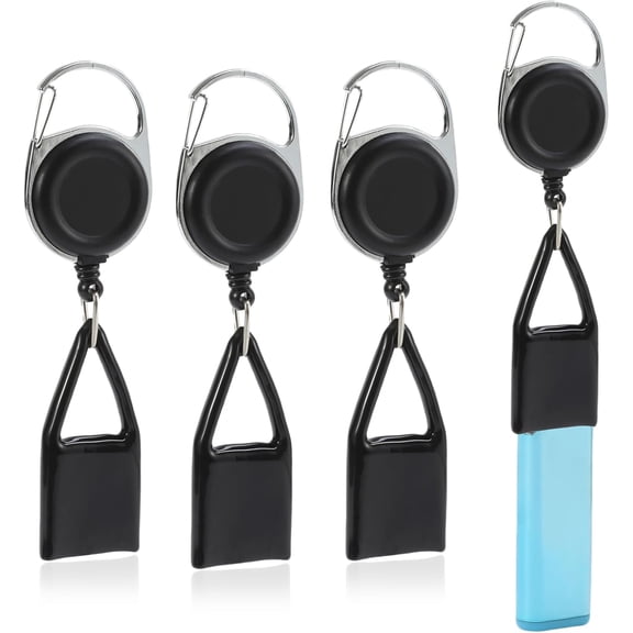 4 Pcs Retractable Lighter Leash Keychain, Lighter Holder Key chain with Clip, Belt Anti-Lost Cover for Fishing, Hiking, House Supplies(Black)