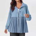thumbnail image 6 of Patlollav Womens Loose Splicing Collar Button Up Outwear Long Sleeve Casual Jackets, 6 of 7