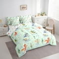 thumbnail image 3 of Feelyou Dreamy Cute Dragon Bedding Comforter Set 7pcs for Kids, Tree Plant Botanical Queen Bedding Sets, Green Cartoon Dinosaur Reversible Queen Sheet Sets, Luxury Bedroom Decor, 3 of 8