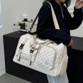 thumbnail image 3 of 2025 Spacious Lattice Travel Shoulder Bag - Durable Nylon, Portable Sports Gym Bag, Suitable for Short Trips, Available In Grey, Pink, Purple, Black, 3 of 5
