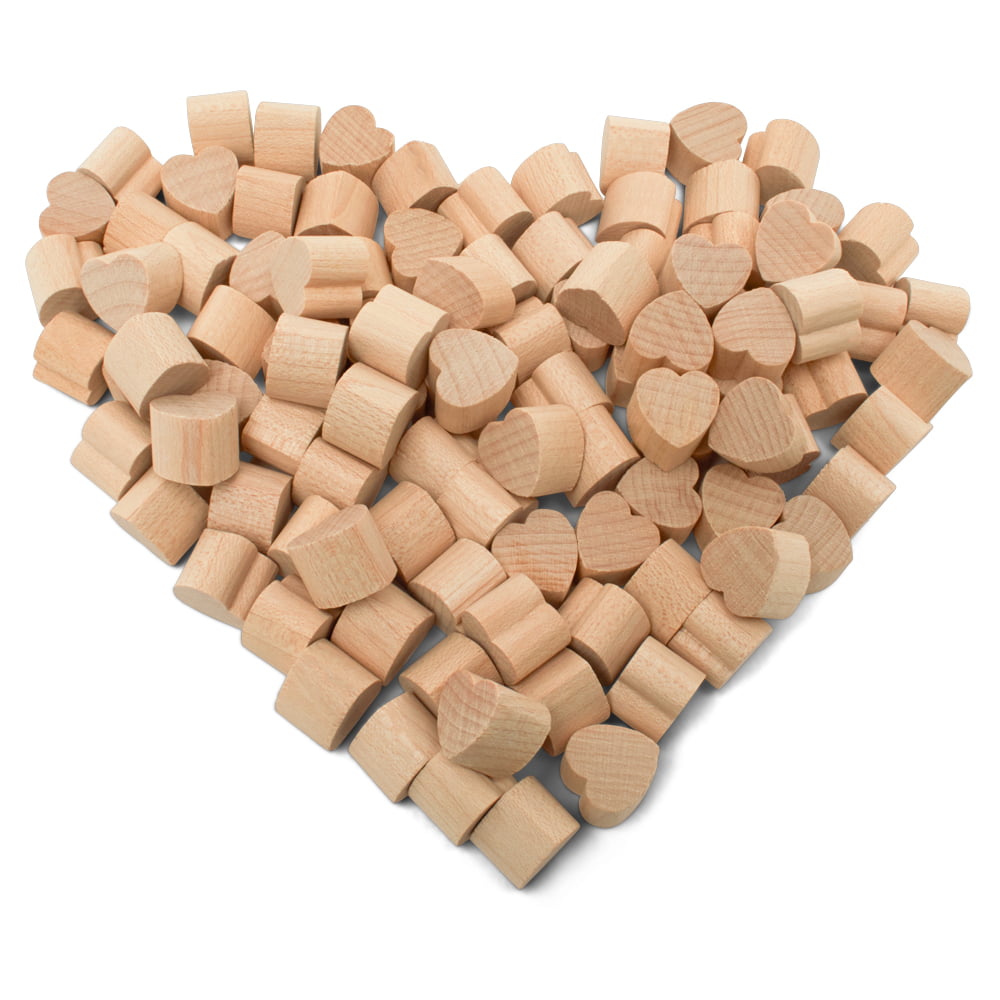 50 x Wooden Love Hearts Confetti Wedding Card Craft Charms 