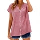 thumbnail image 1 of Camisas de Manga Larga para Mujeres Cuello en V de Ajuste Suelto Botón de Manga Corta Lino Túnica Blusa Cuadrado, 1 of 8