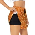 thumbnail image 2 of Bixox Women's Orange Glitter pattern 2 in 1 Running Shorts - Lightweight Athletic Workout Gym Yoga Shorts Liner with Pockets - XX-Large, 2 of 7