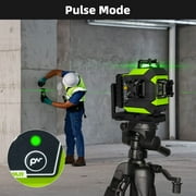 3D 12 Lines Self-Leveling Laser Level, 197Ft Green 3 x 360° Cross Line Laser Level Tools with 6600mAh Li-ion Battery, Magnetic Bracket and Laser Target Plate