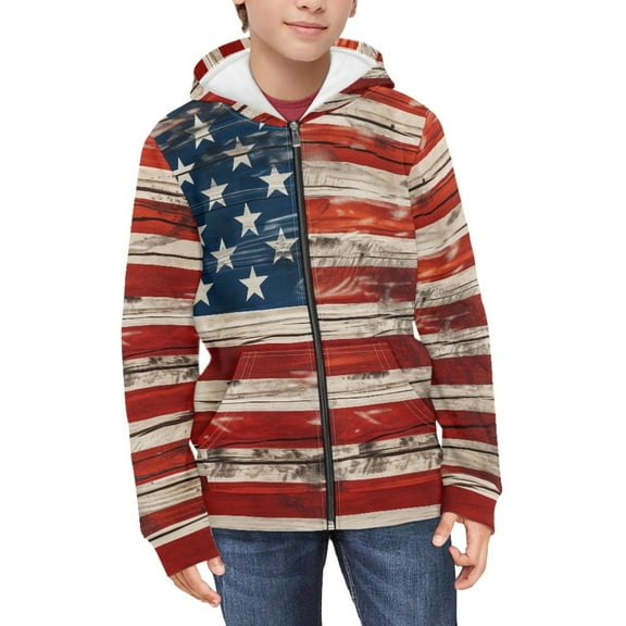 DISNIMO American Flag Hoodie Kids Zip Hoodies for Boys 6-7 Full Zip Hoodie Kids Sweatshirts Zip Up Hoodie Sweatshirt for Boys Hooded Jacket Childrens Hoodie Jackets 4Th of July Hoodies Girls