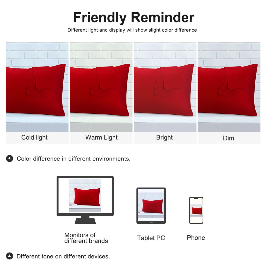 Unique Bargains 2 Pack 300TC Cotton Solid Pillowcases Red 19" x 29"