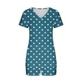 thumbnail image 4 of Summer 2 Piece Outfits for Women 2025 Polka Dots Short Sleeve V Neck Night Shirt and Shorts Sets Home Soft Pajamas (L, Sky Blue 01), 4 of 6
