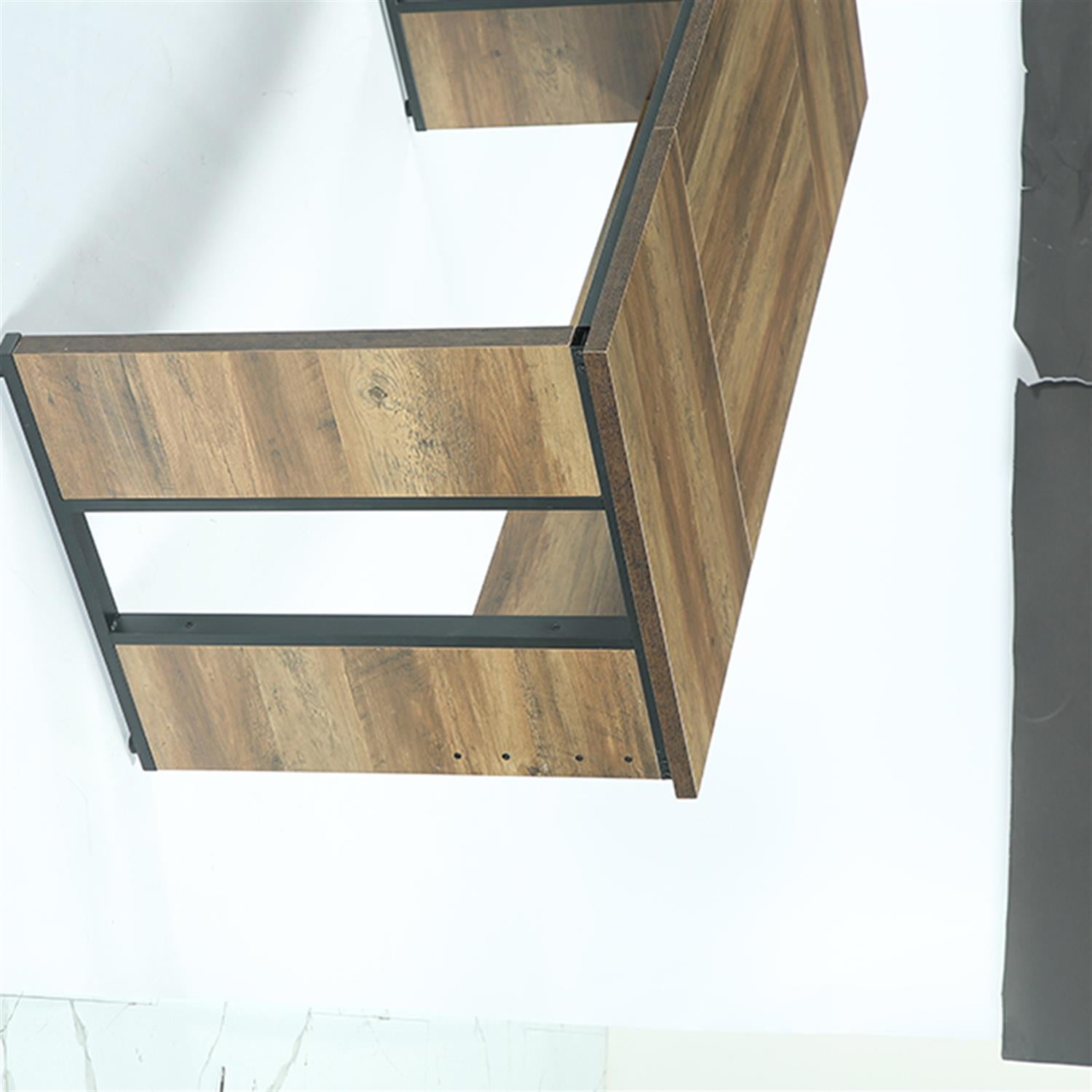 Demi Bonn L-Shaped Executive Desk, 63" Corner Table Computer Desk Workstations for Home Living Room, Office, Brown