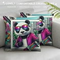 thumbnail image 3 of Orinice Cool Panda Skateboarder Graffiti Graphic Decorative Men Women Boy Girl Room Cushion Throw Pillow Cover for Home Couch Living Room Bed Sofa 20x20in, 3 of 5