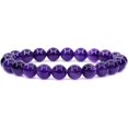 thumbnail image 1 of Natural A Grade Amethyst Crystals Real Gemstone 8mm Round Beads Stretch Bracelet 7" Unisex, 1 of 4