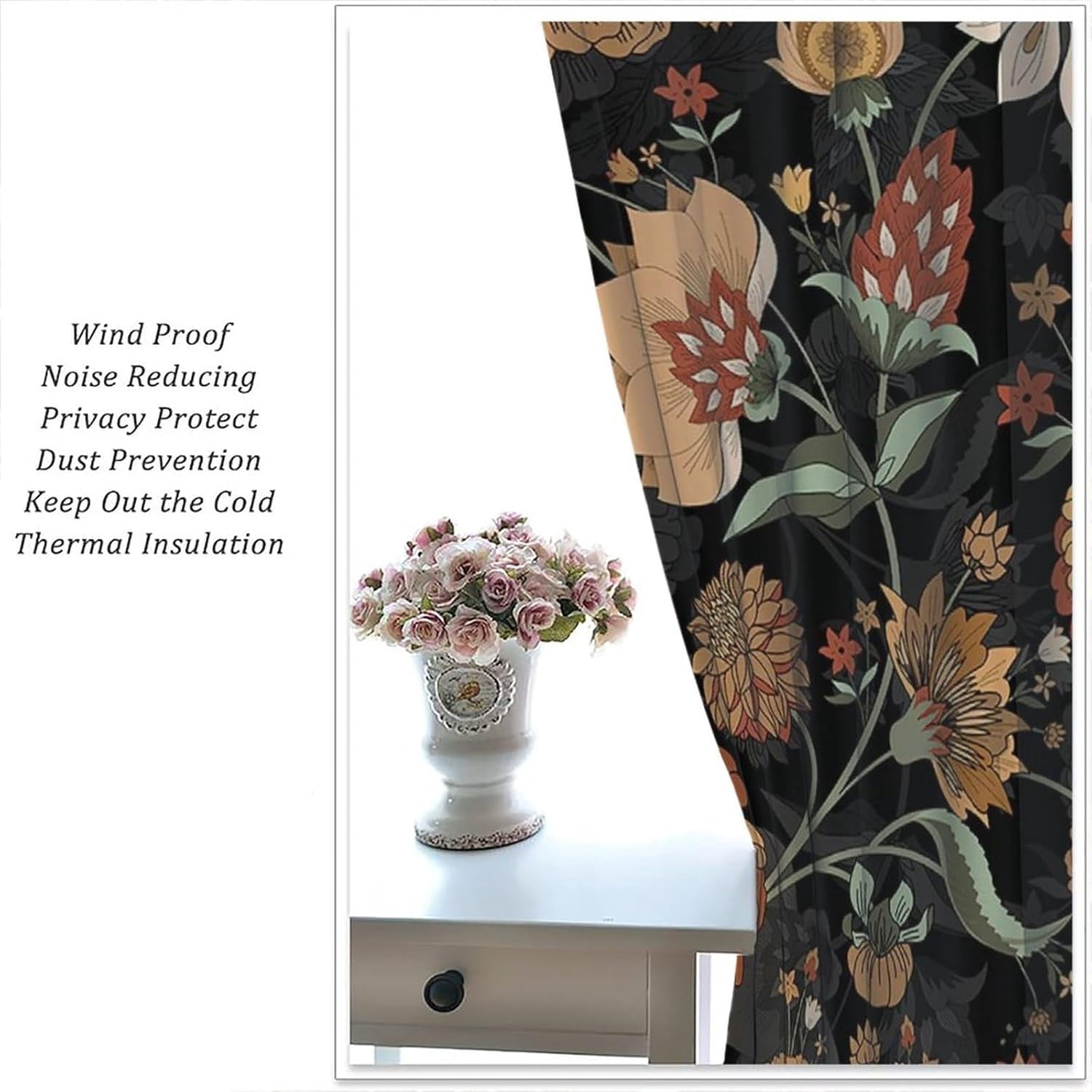 Paisley Print Curtains for Living Room, Boho Vintage Flower Window Treament for Bedroom, Bohemian Native Tribal Floral Print Jacobean Blackout Drapes 2 Panel Sets,42x63 Inch