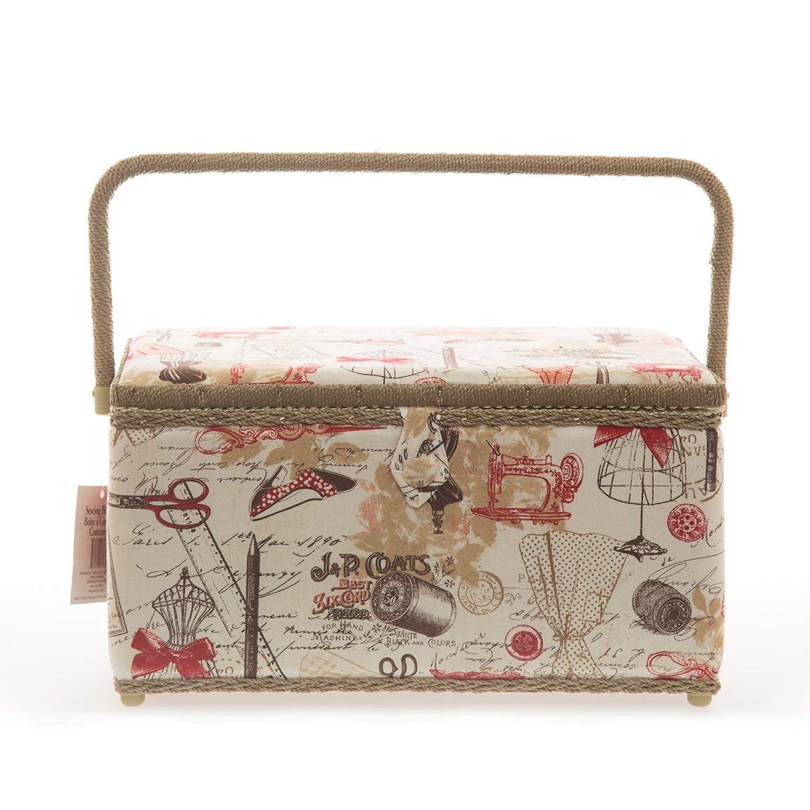 Allary 4397 Jumbo Tan 16"x10"x8" Rectangle Sewing Basket Bundle with 811 Sewing Accessory Kit