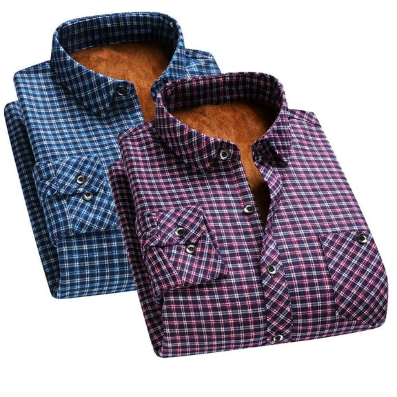 Xcmzpl Men's Sherpa Lined Cotton Flannel Shirt Jacket Plaid Button Up Jacket Coat Big and Tall Warm Fleece Jackets with Pocket