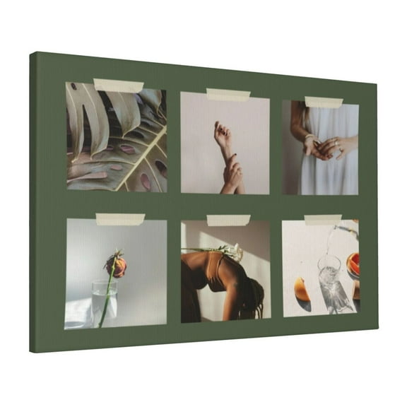 Custom Canvas Prints Green Earthy Modern Aesthetic Brand Vision Board Personalized Photo Image Collage DIY Framed Kit Wall Art Picture Room Decor 16x20 inch